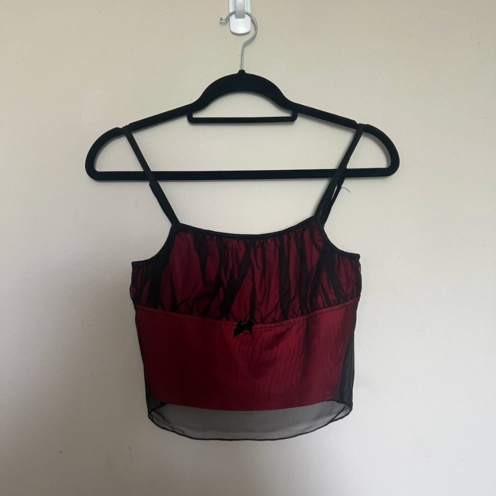 ruched bust mesh crop top - Picture 2 of 3